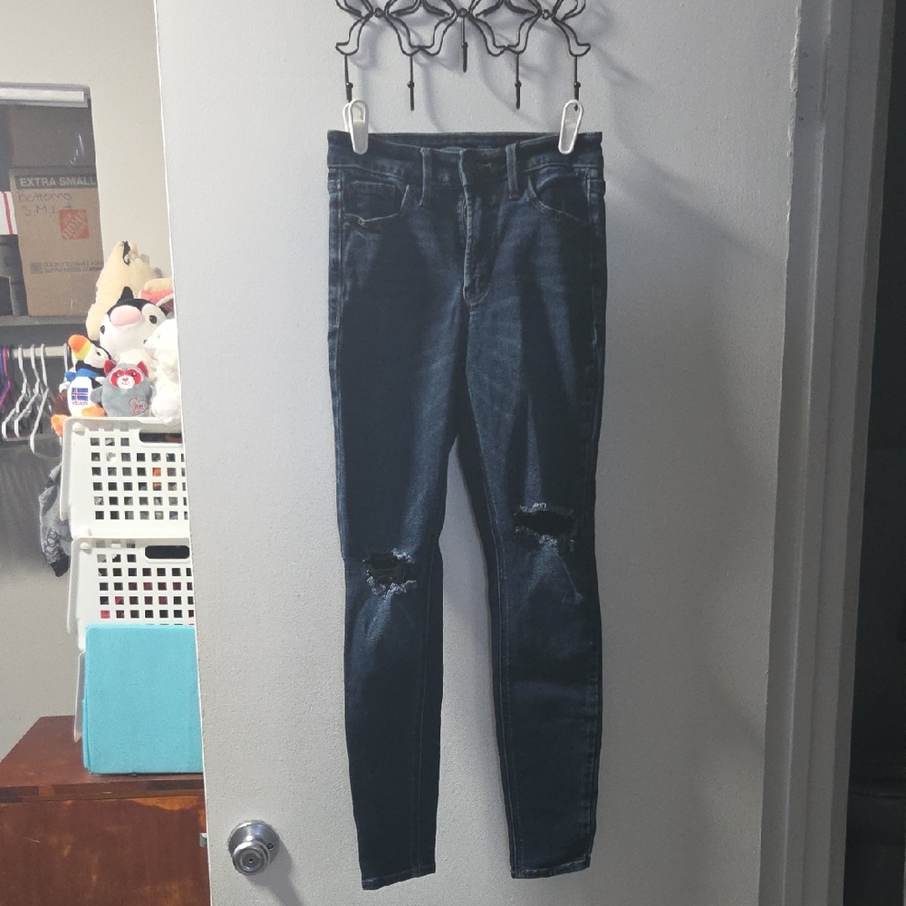 Old Navy Midnight Blue Ripped Skinny Jeans